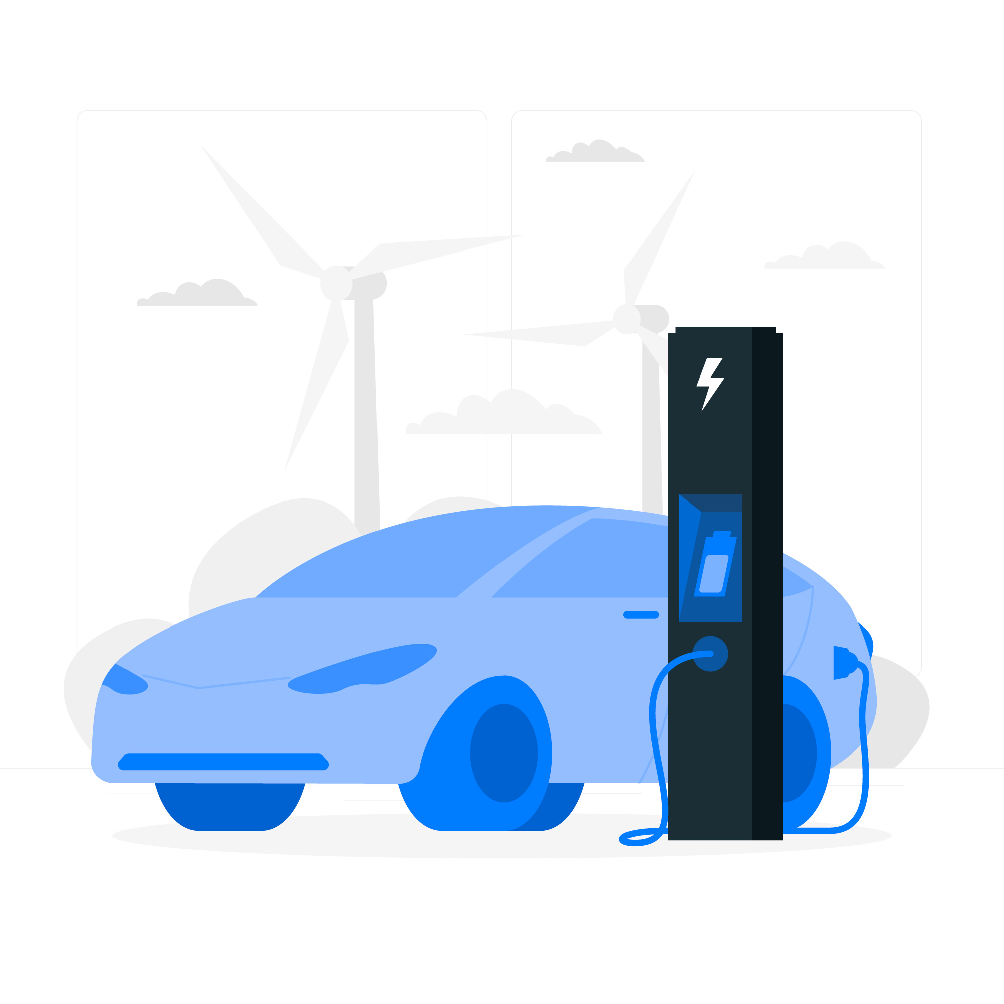 Voiture electrique borne de recharge illustration